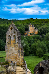 Fototapeta na wymiar Ruins of the Chateau de Commarque in the Dordogne region of France near Sarlat