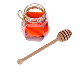Honey in glass jar
