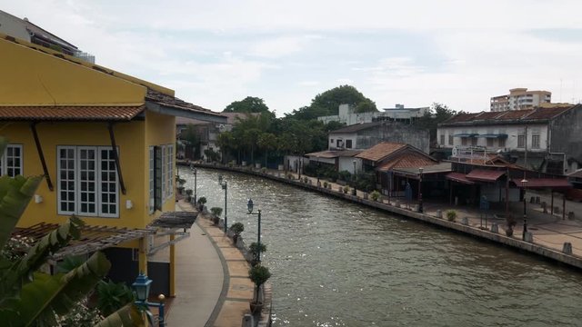 Malacca, Malaysia - Canal Bridge Panning View
