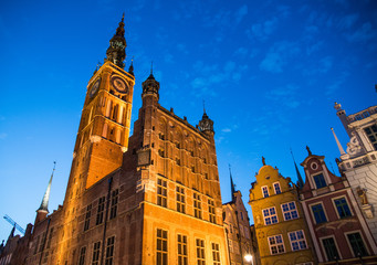 Fototapeta premium City of Gdansk by night, Poland
