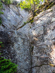 Metal Holds in Rock, Hiking Trail, Ladder up Rock