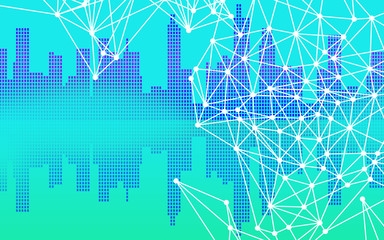 colorful background with dots and lines representative science and different solution of problems