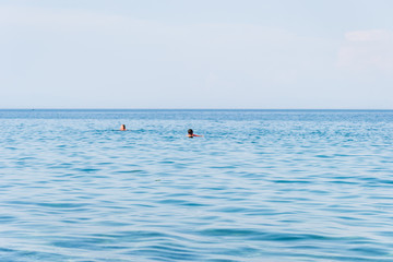 Leptokarya, Greece - June 08, 2018: Beach at sea in Leptokarya, Greece 
