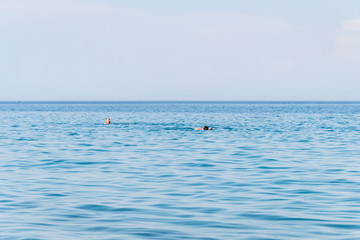 Leptokarya, Greece - June 08, 2018: Beach at sea in Leptokarya, Greece 