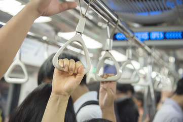 People at Singapore subway train