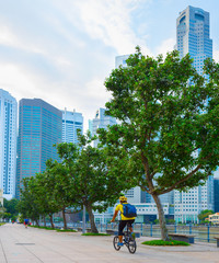 Man riding bicycle in Singapore