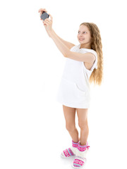 cute little girl making selfie