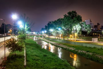 River San Antonio view from Bicentenary Bridge (Puente del Bicentenario) - Cordoba, Argentina