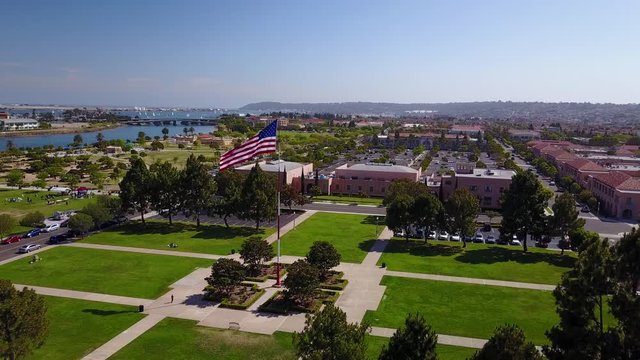San Diego - Liberty Station - Drone Video. Aerial video of Liberty Station located on a former naval training center, this shopping hub also offers art galleries & museums.