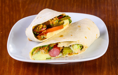 Tortilia with saucage