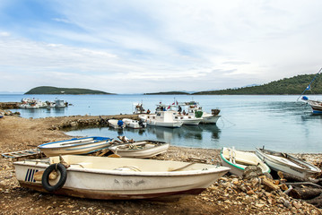 Fototapeta na wymiar Bodrum, Turkey, 28 May 2011: Boats at Cove of Yaliciftlik Kargicik
