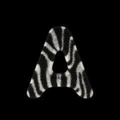 3D Rendering Creative Illustration Zebra Print Furry Letter A