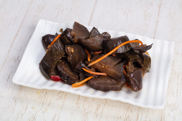 Appetizing marinated eggplant