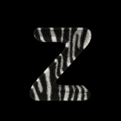 3D Rendering Creative Illustration Zebra Print Furry Letter Z