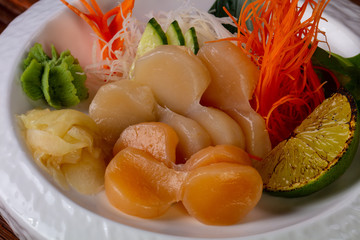 Japanese sashimi with scallops