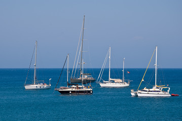 Fototapeta na wymiar Sailing yachts in the Mediterranean Sea