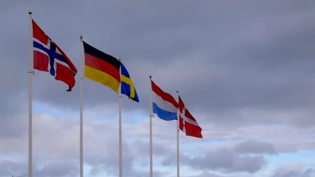 Five waving flags
