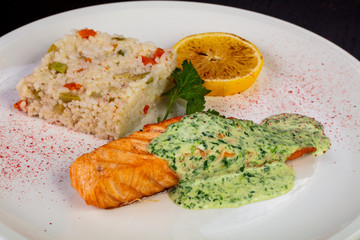 Delicious fried salmon