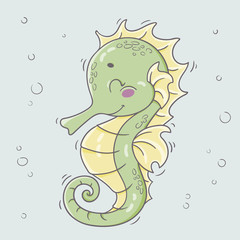 Cute cartoon Sea horse