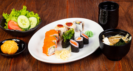Japanese sushi and roll set