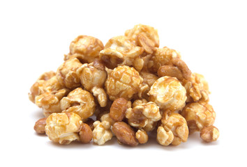 Caramel and Peanut Popcorn on a White Background - Powered by Adobe