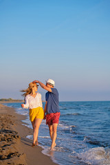 Beach of summer time and two lovers