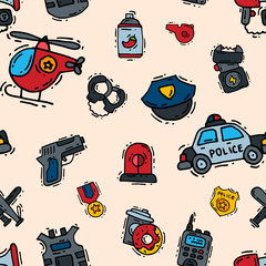 Fototapeta premium Police icons vector policy signs of policeman or policeofficer and badges of policestation illustration set of police-office symbols