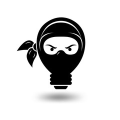 Light bulb ninja logo template. Creative idea vector design. Smart ninja logotype © desbayy