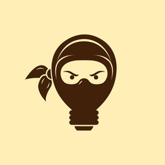 Light bulb ninja logo template. Creative idea vector design. Smart ninja logotype © desbayy
