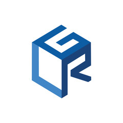 G L R Initial Letter three dimension Logo vector element
