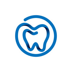 dental in circle line logo vector element. dental logo template
