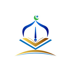 islamic logo with book and mosque dome