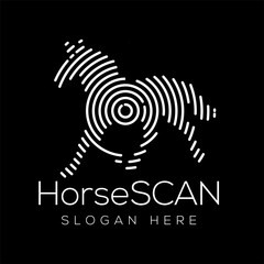 Horse Scan Technology Logo vector Element. Animal Technology Logo Template