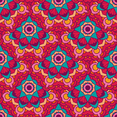 Vector seamless pattern of geometric stylized flower