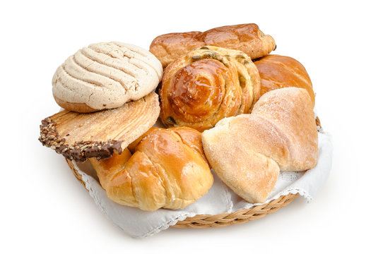 Sweet bread assorted traditional Mexican bakery isolated
