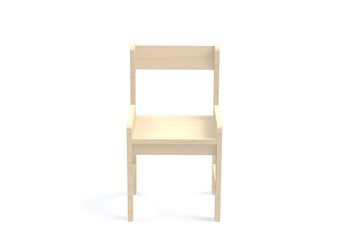 Little child wooden chair on a white background. 3D-model rendering chair.