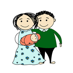 Funny sketch of a happy family