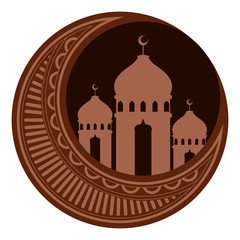 Moon with arabic temples. Ramadan Kareem
