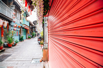 Shennong Street, vintage style shop and cafe street in Tainan, Taiwan