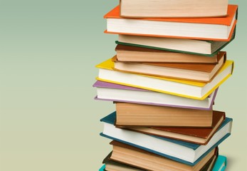 Collection of old books on background