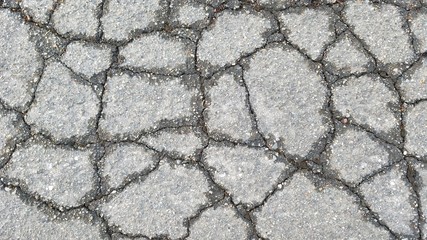 Close up of road crack texture after rain