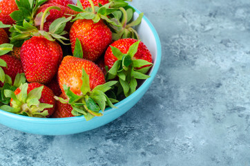 Fresh ripe strawberry in bowl