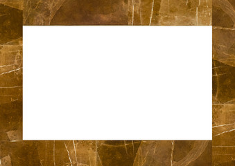 White Landscape Frame with Brown Marble Borders