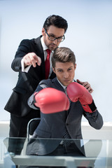 businessmen are preparing for battle