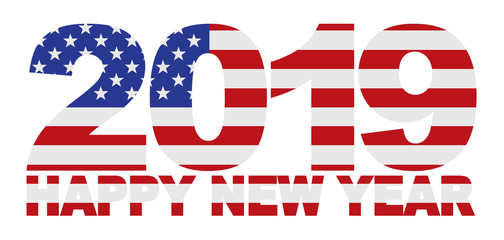 2019 Happy New Year USA American Flag vector Illustration