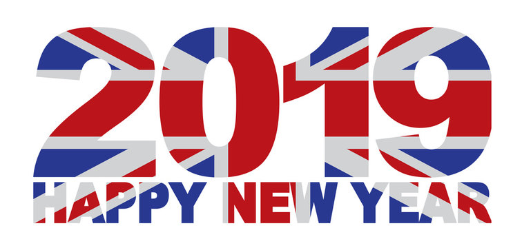 2019 Happy New Year England Flag vector  Illustration