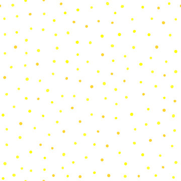 Irregular yellow polka dot scattered on white background. Spotted seamless  pattern. Stock Vector | Adobe Stock