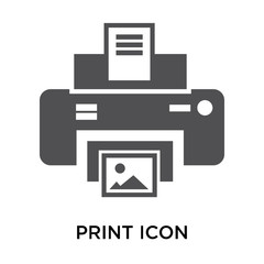 Print icon vector sign and symbol isolated on white background, Print logo concept