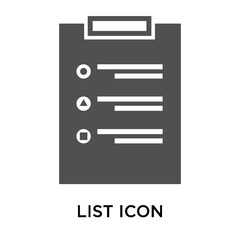List icon vector sign and symbol isolated on white background, List logo concept
