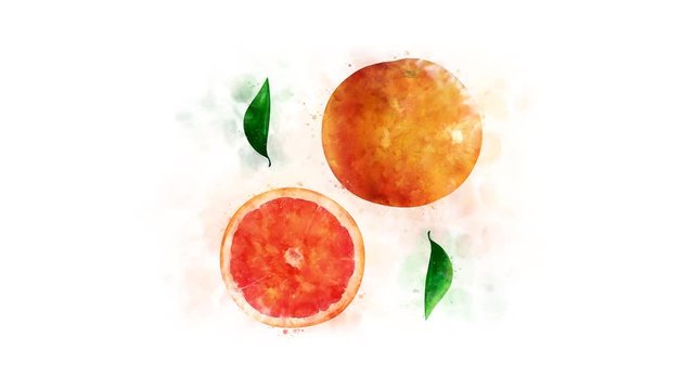 Grapefruit and its parts on the alpha channel